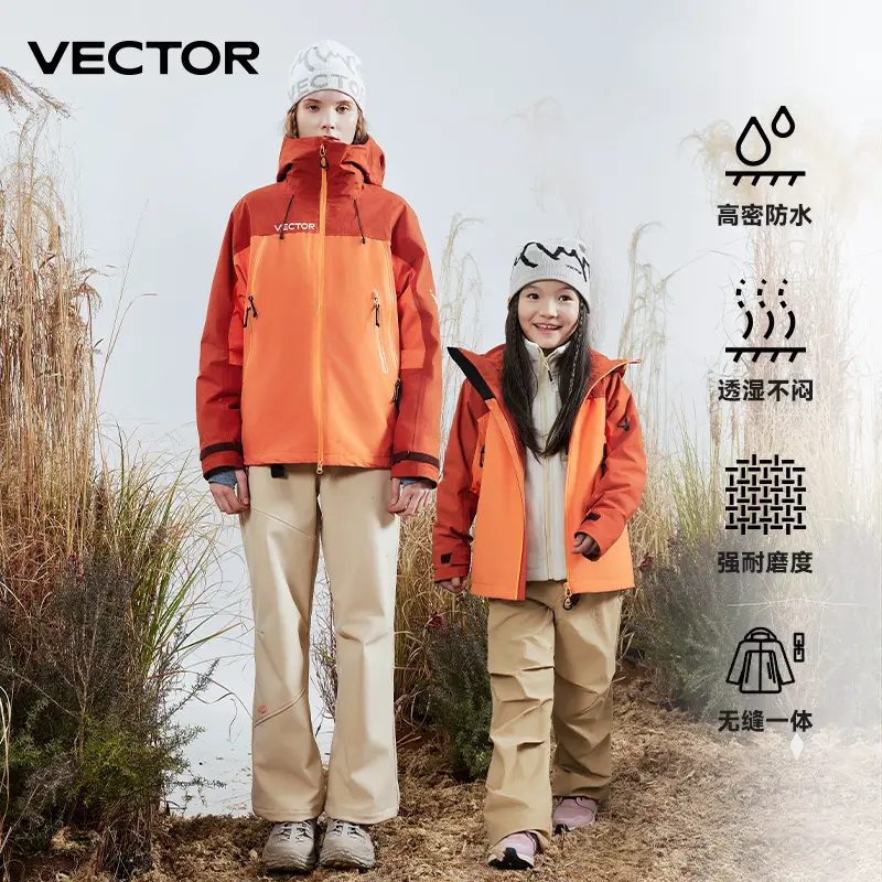 Vector Playable Matching Jacket Three-In-One kids Outdoor Waterproof Clothing Men's Hard Shell Women's Orange Children Outwear