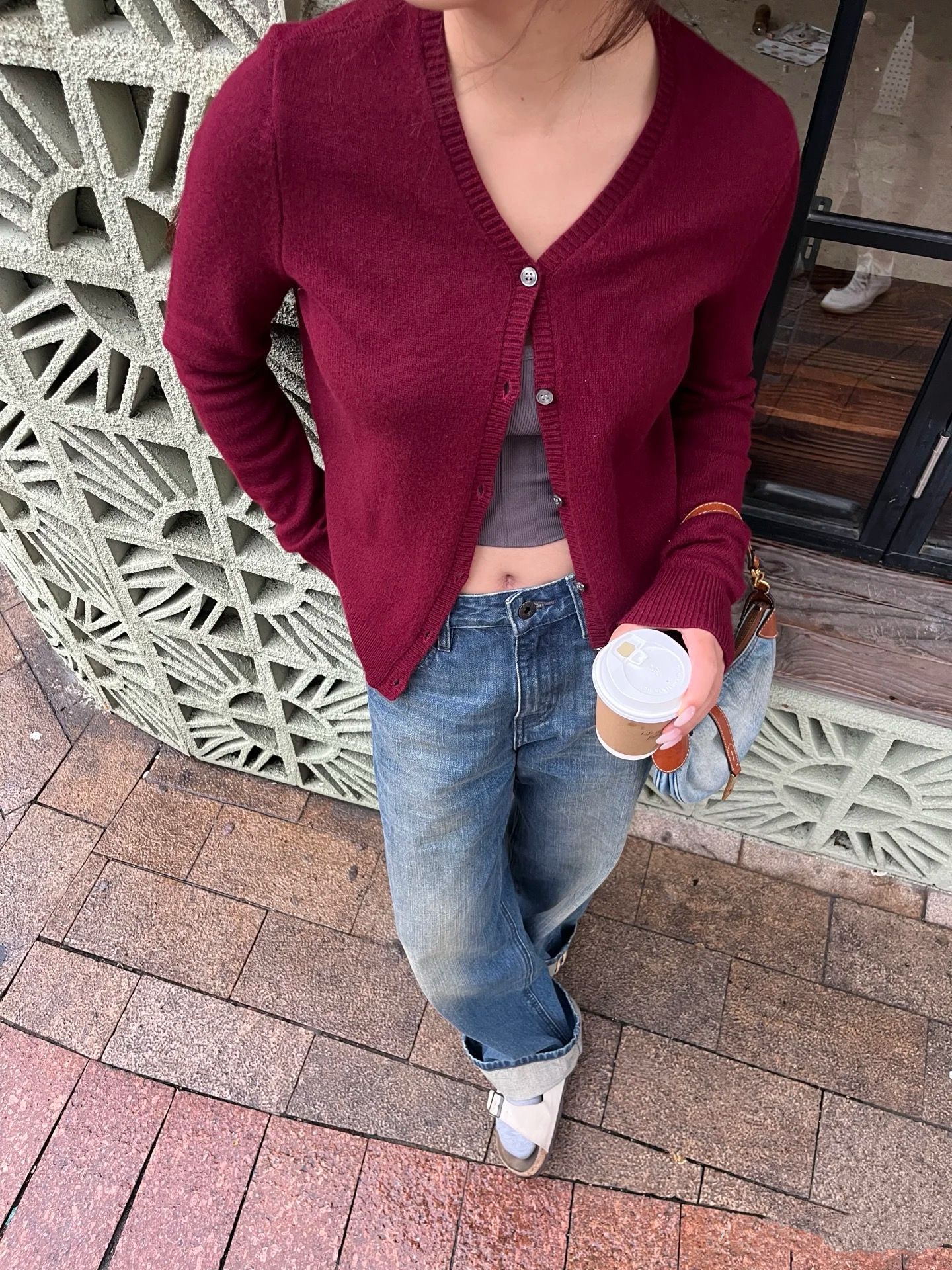 New Versatile Slimming Look Basic Classic V Neck Wool Slim Knitted Cardigan Sweater Women's Top 4143