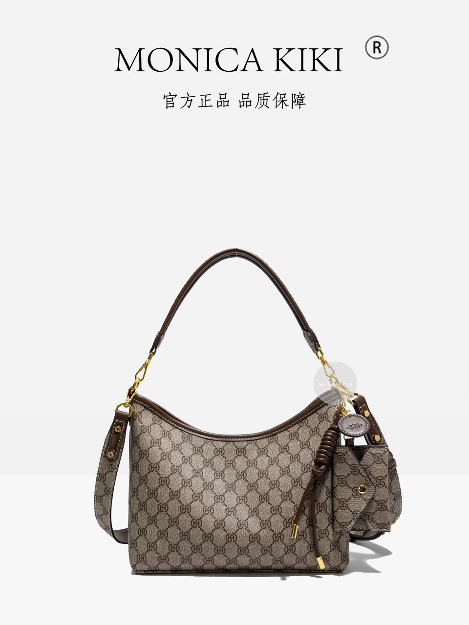 Monica Kiki Gray Printed Presbyopic Handheld Tote Bag for Women 2025 New Versatile Single Shoulder Large Capacity European and American Style