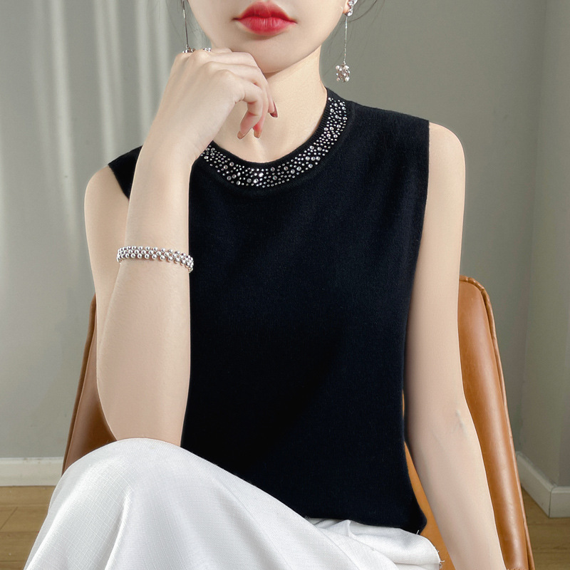 Fashionable 2025 Spring Style Women's Pure Color Andy Velvet Pullover Regular Vest Factory Direct Sale