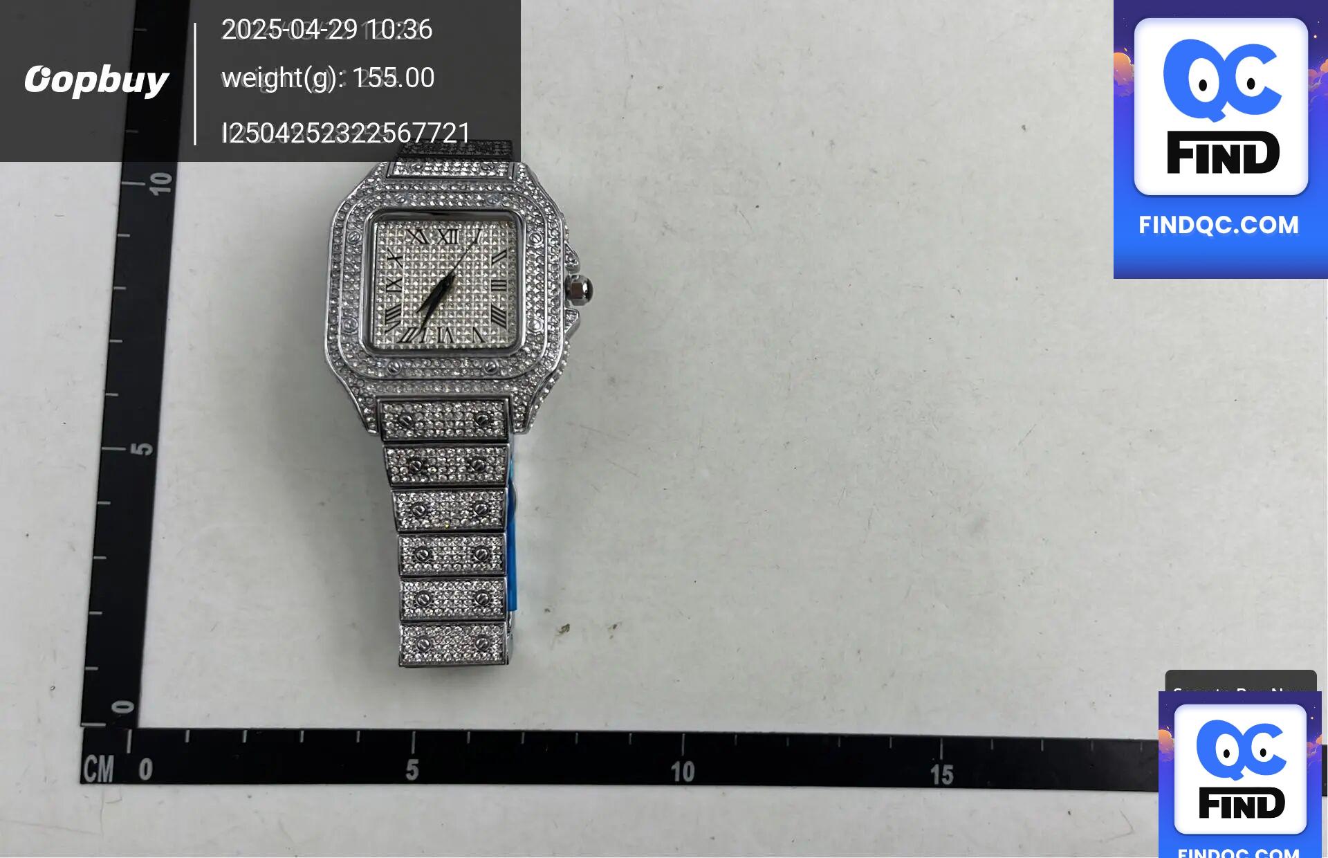 missfox European and American Golden Rome High-end Hip Hop Stars Diamond-encrusted Square Men's Watch Fashion Quartz Watch QC