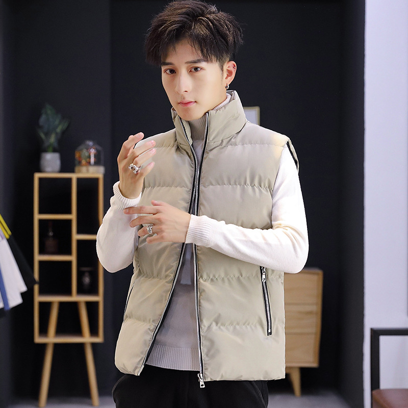 Men's New Casual Vest Autumn and Winter Thickened Korean Style Fashionable Warm Waistcoat Vest Down Cotton Vest