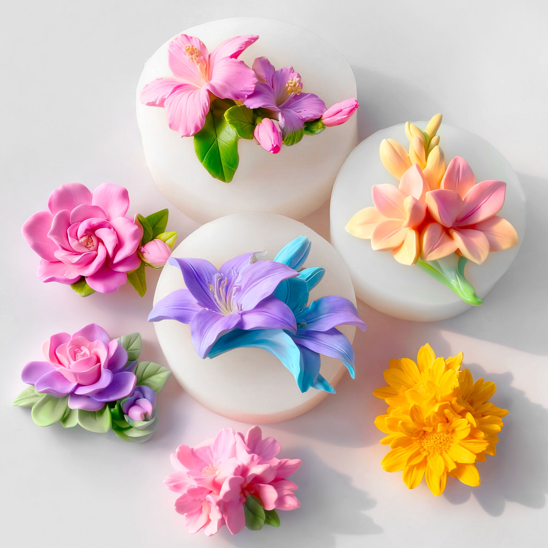 Jiahui Mei Jasmine Flower Scented Candle Plaster Silicone Mold DIY Handmade Resin Diffuser Stone Ornament Mold