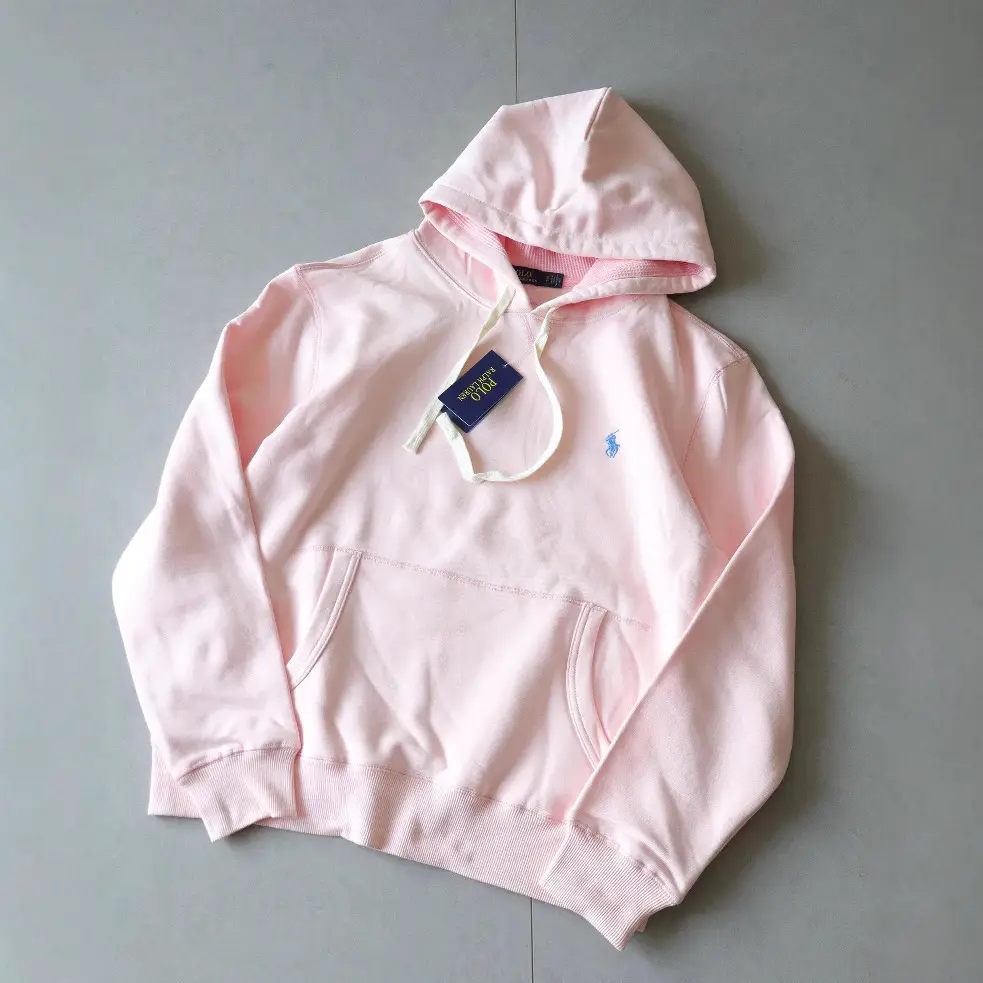 High-quality cross-border RL Ralph Lauren pony label embroidered casual sweater pullover jacket men and women's models hooded solid color