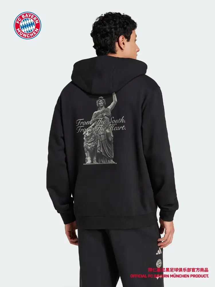 [Official Website Same Style] Bayern Munich Football Club | Bstn Joint New arrival Print Hooded Sweatshirt Black Trendy