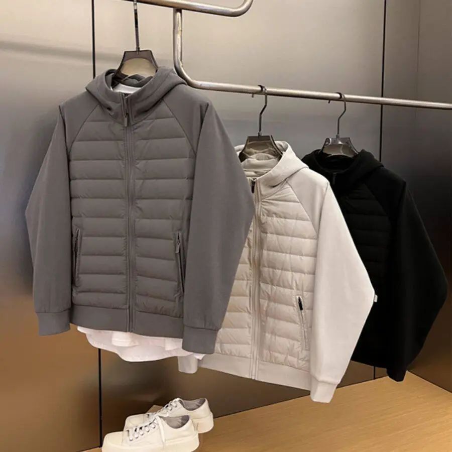 Foreign Trade Clearance ~ Counter Cut Label High-Quality Outwear for Men in Autumn and Winter Fleece-Lined and Cotton Warm Cotton Clothing Simple Cardigan Splicing