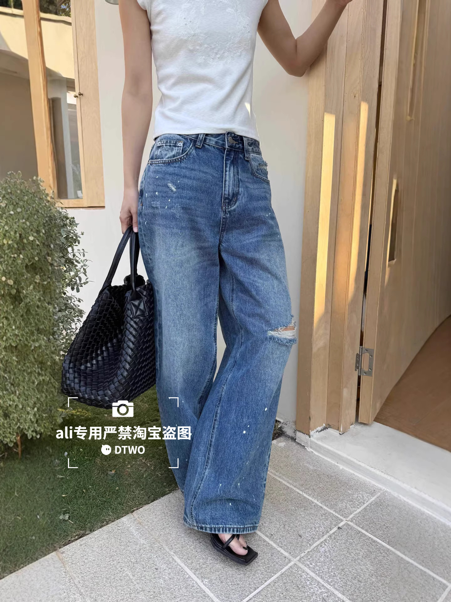 Dtwo Spring/Summer New Original Design Thirteen Lines Women's Fashion Wholesale Trendy Versatile Ripped Jeans 6105129