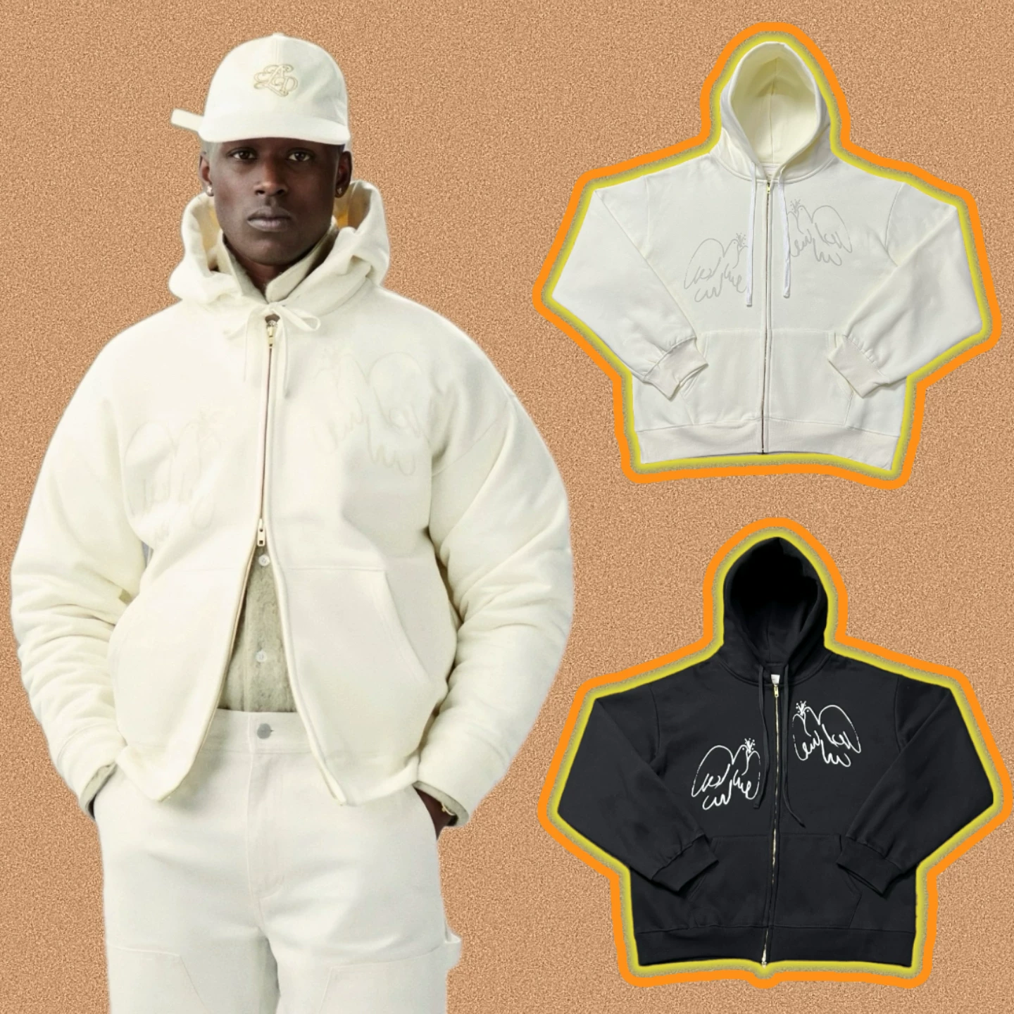 Correct version ALD aime leon dore American street letters and dove cardigan long sleeved hooded sweatshirt