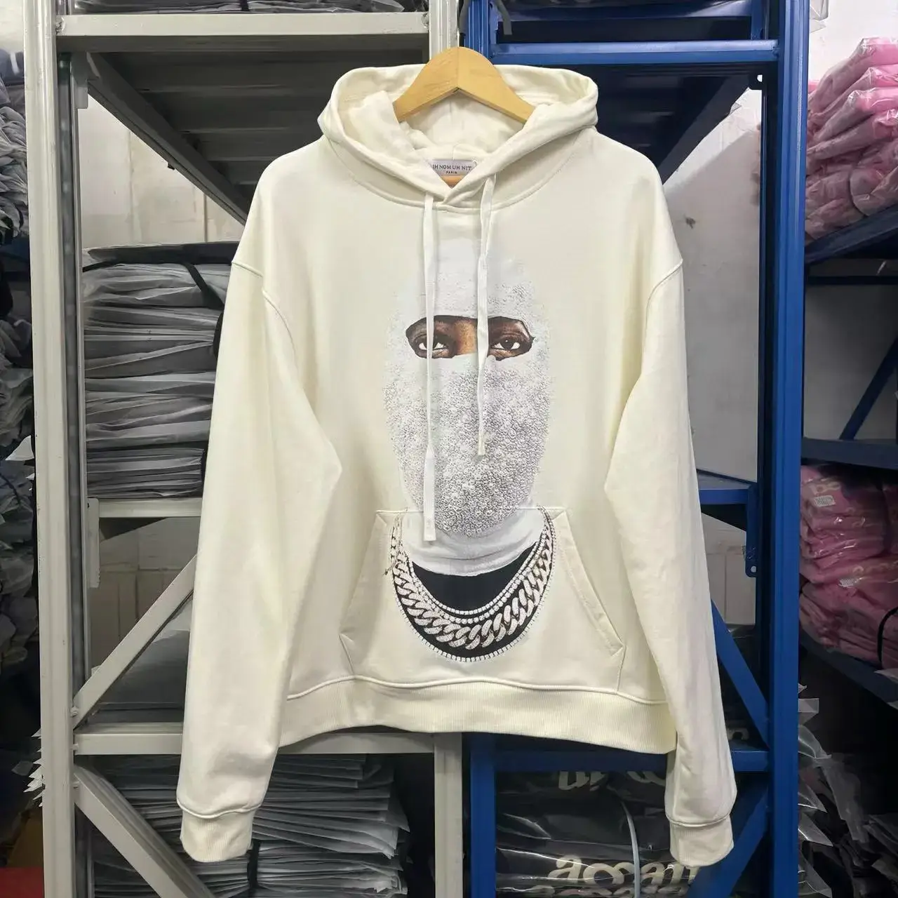 Autum 400g Heavy Ih Nom Uh Nit Strange Story Classic Pearl Man High Street Loose Trendy Hooded Sweatshirt