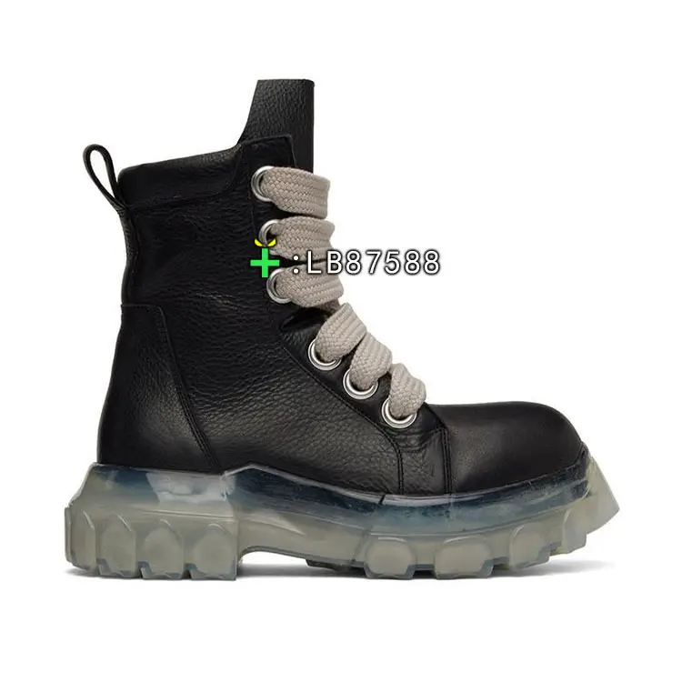 -Rms-Dark Thick Lace Naked Boots High-Top Shoes Strap Wideband Thick Sole Boots Octopus Bottom Ro Short Boots for Men and Women