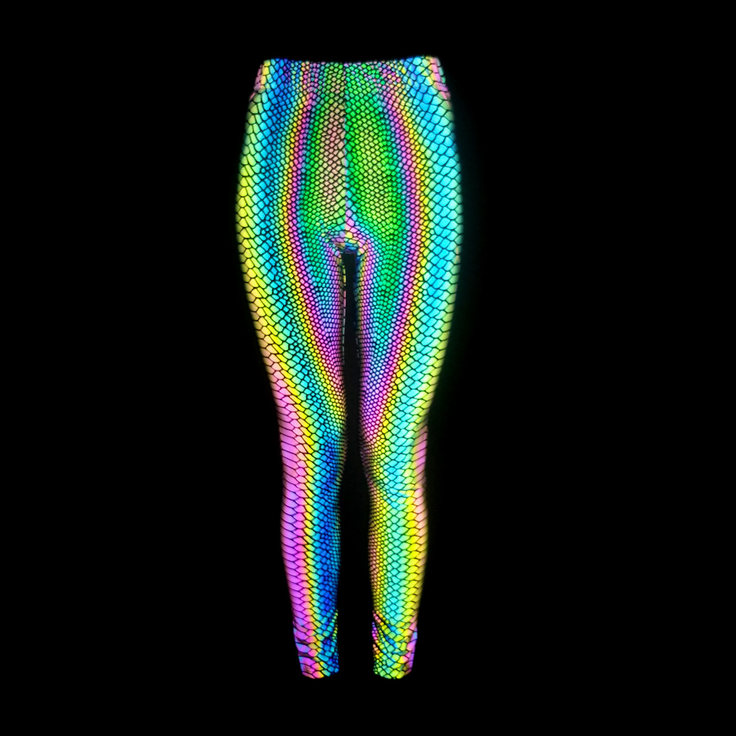 Europe and the United States cross-border new snakeskin colorful reflective tights women's fitness sports hip stretch casual pants leggings