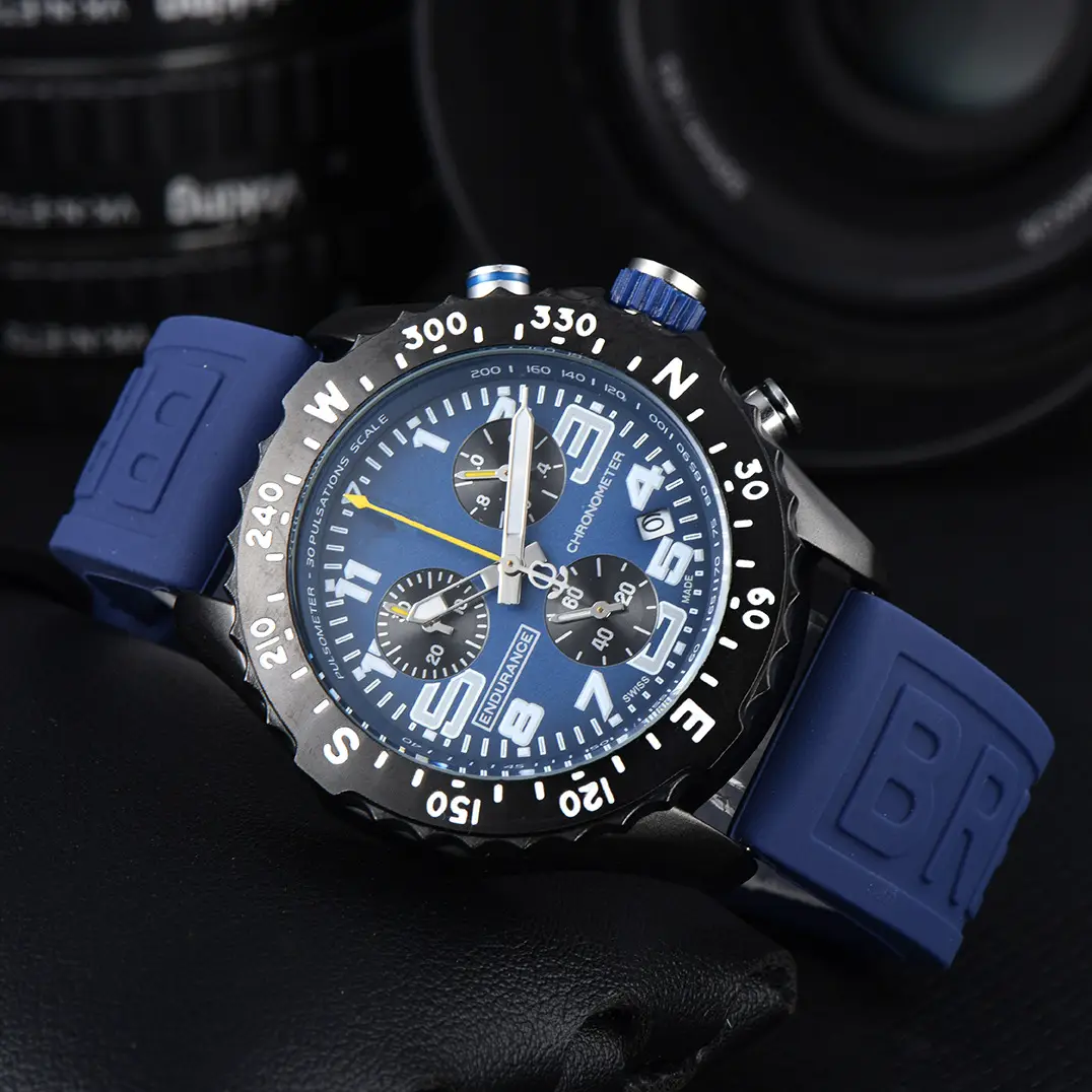 Men's Endurance Chronometer Quartz Watch Blue Silicone Strap