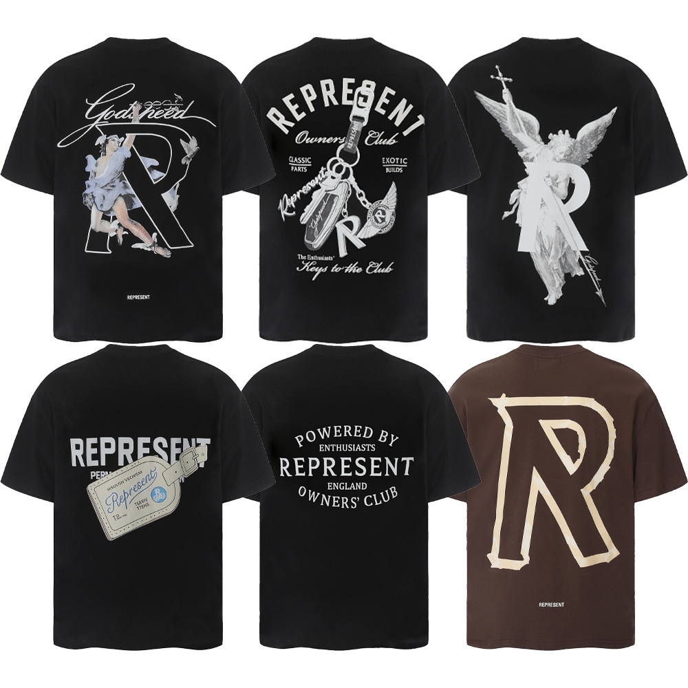 High Street Represent Normcore Letter Print Distressed Retro Washed Men's and Women's Loose Short-Sleeved Casual T-Shirts Trendy