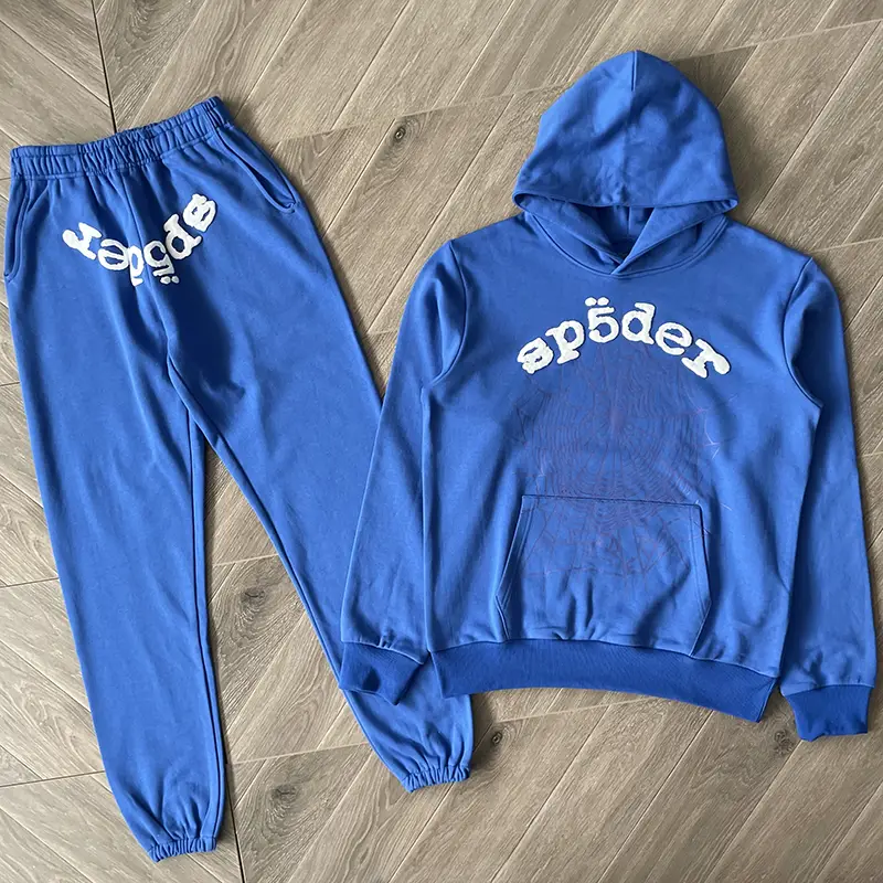 Star's Same Style Sp5Der 555555 Pants Hoodie Spider Web Hot Diamond Sweatshirt pants Suit