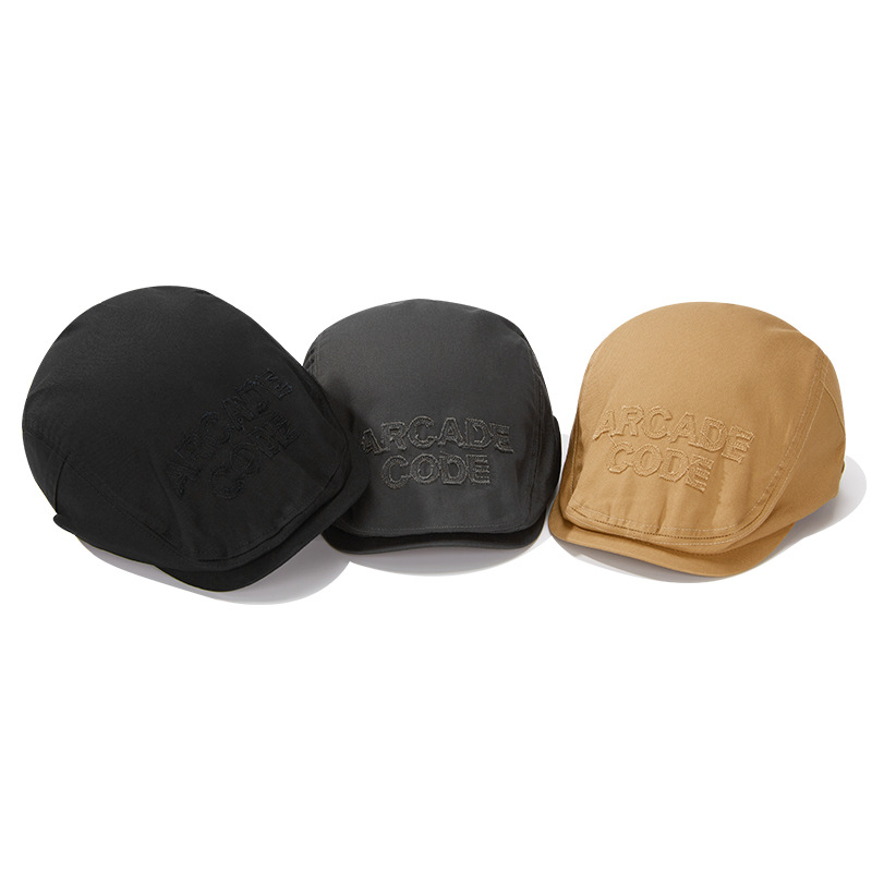 American-style Embossed Letter Progressive Hat for Women Parent-child Retro All-match Anti-beret Artistic Elegant Painting Hat for Men