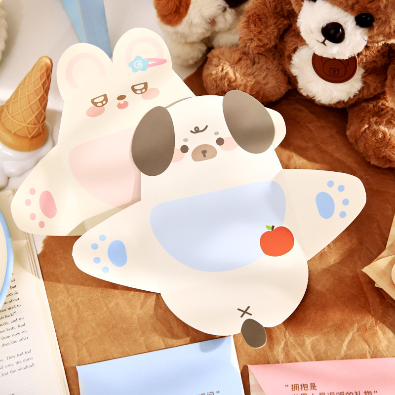 Mr. Paper's Special-Shaped Greeting Cards, Cute Pet Paradise Series, Cute Animal Pattern Message Cards, Blessing Gift Cards