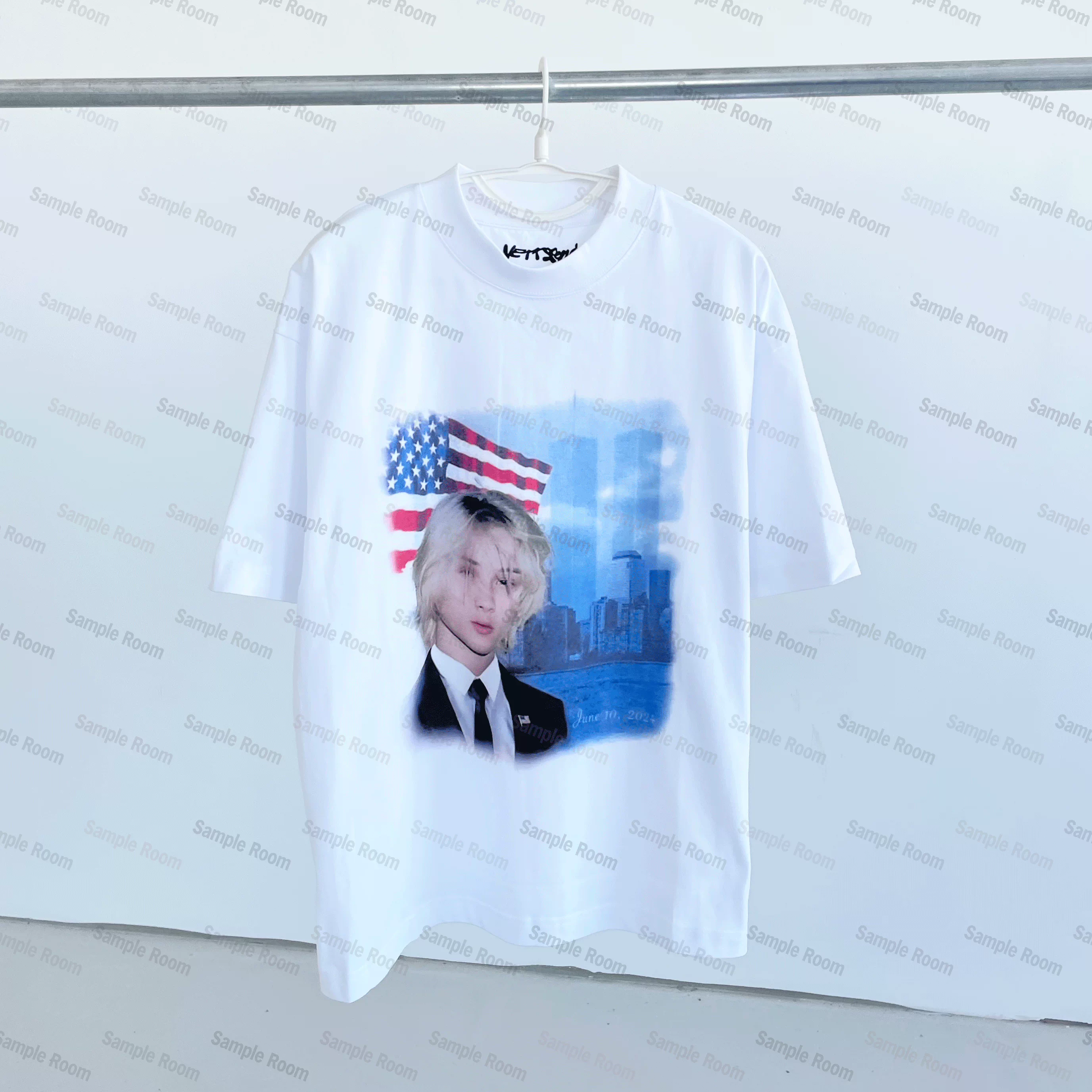 Nettpendant New York Show Shirt Heavy duty Wide Thread Collar Loose Large Edition T-shirt