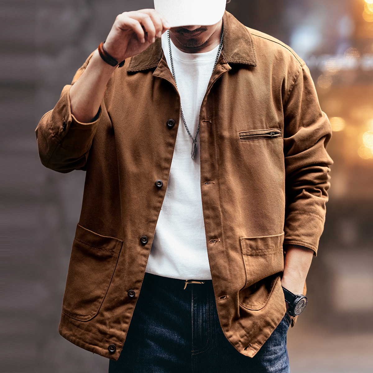 Gelan Deer Retro Tough Guy Work Jacket Men's Autumn Trendy Brand Loose Casual Outdoor Hunting Men's Jacket