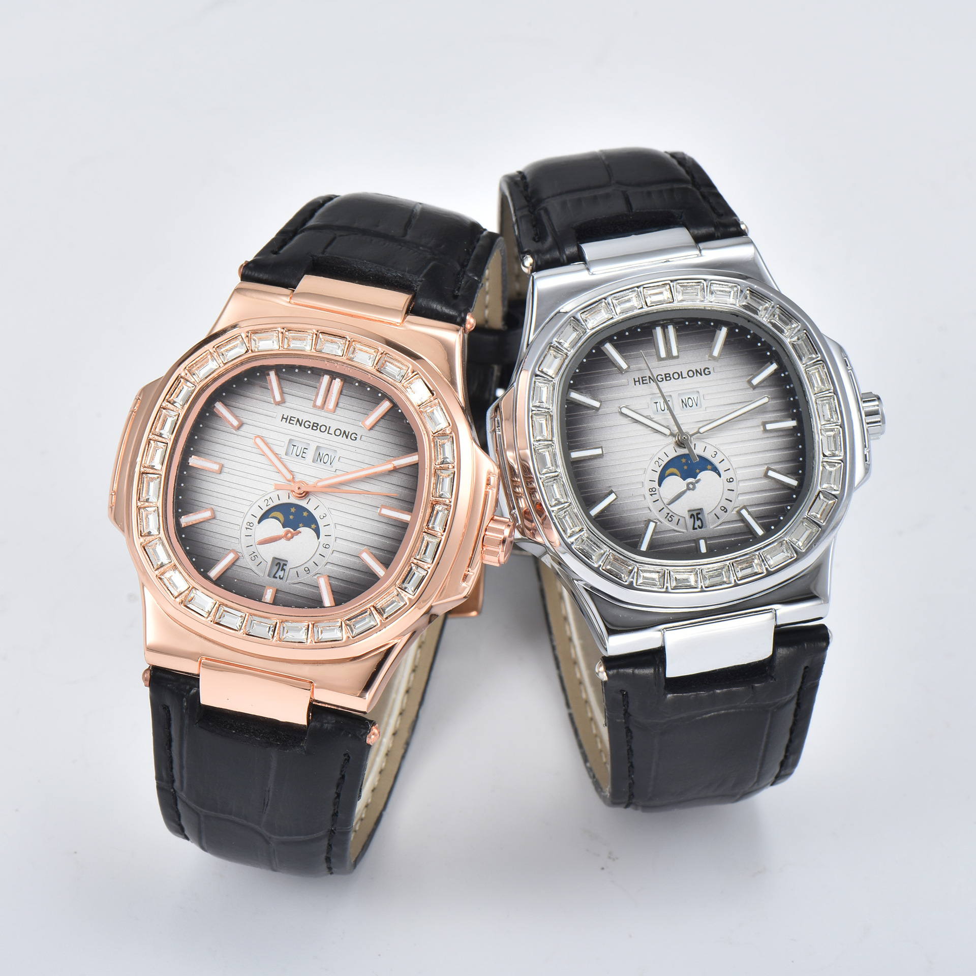 2022 New Fashion Diamond-Encrusted Luminous Waterproof Nautilus Quartz Watch Scale Large Dial Exquisite Couple Wristwatch