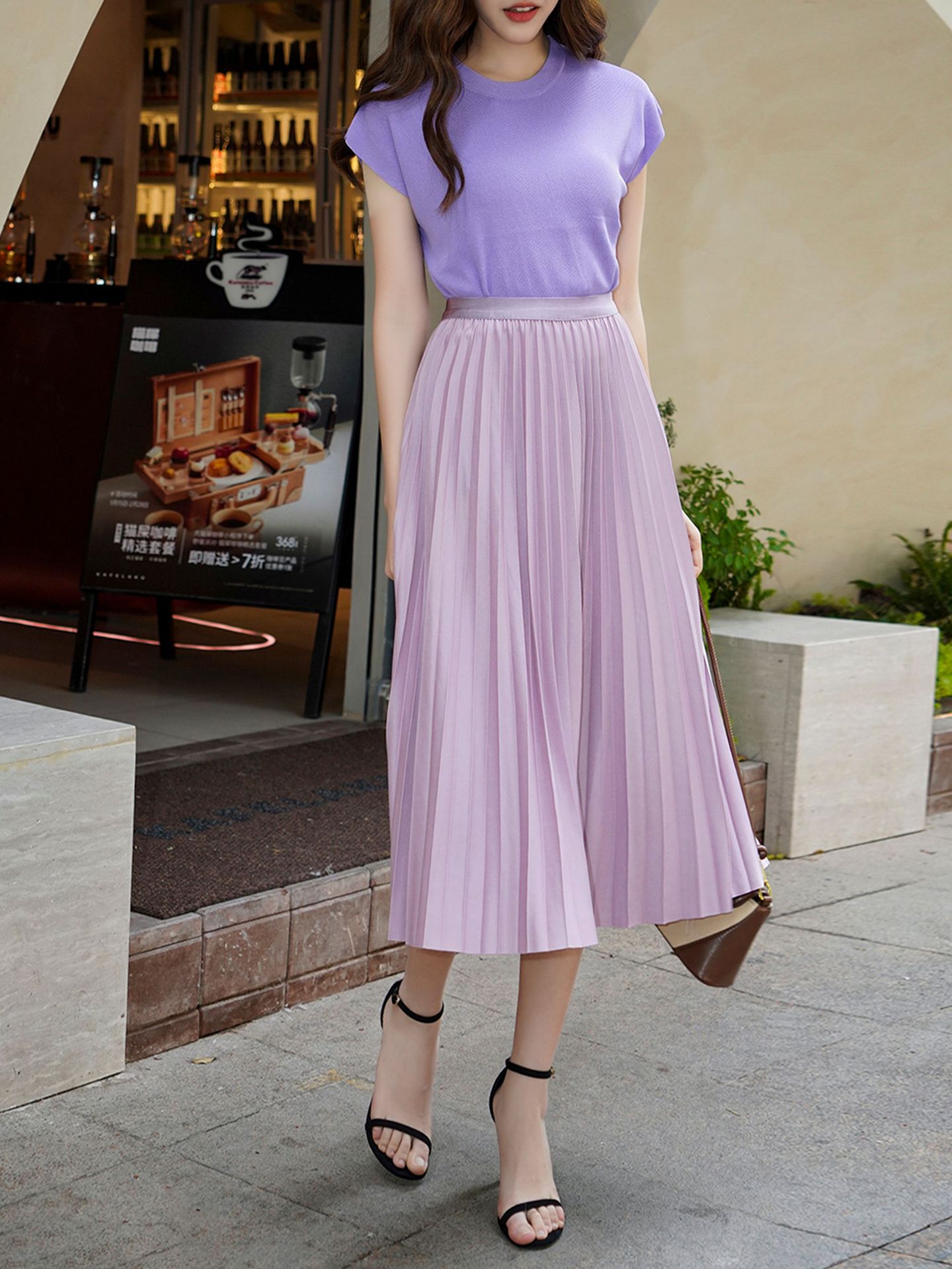Custom-made South Korea High Waist Slimming Pendant Organ Mid-length Skirt All-match Women's Pleated Skirt for Spring and Summer