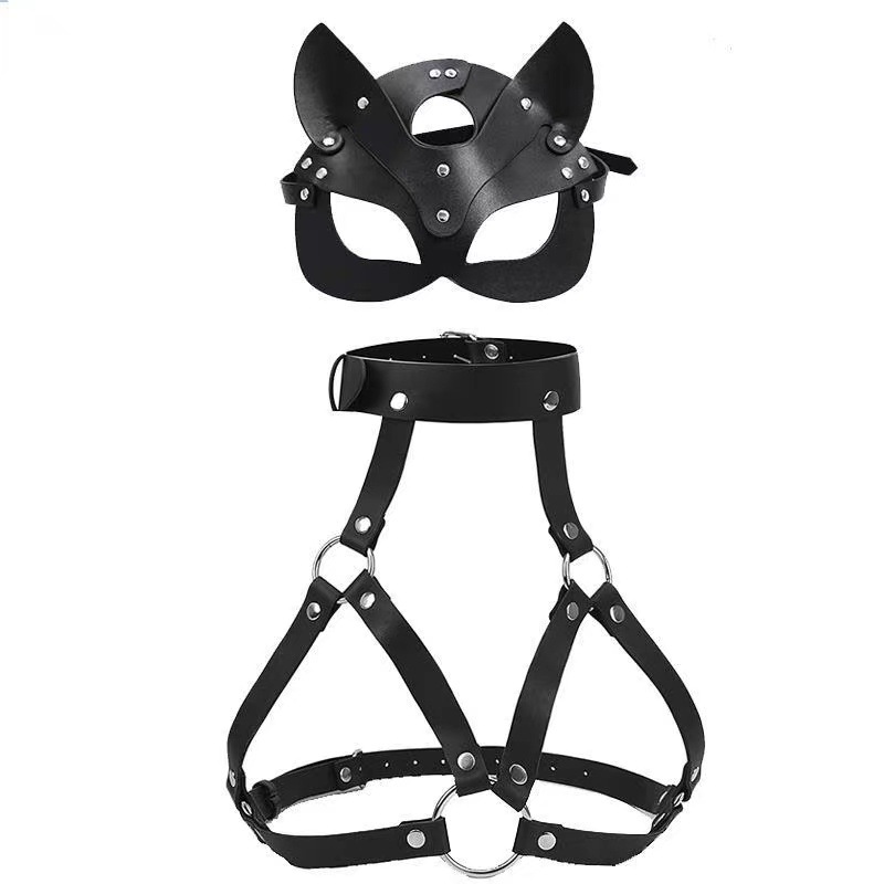 Adult SM foreign trade leather bondage top couple tuning fox mask eye mask sex toys factory wholesale