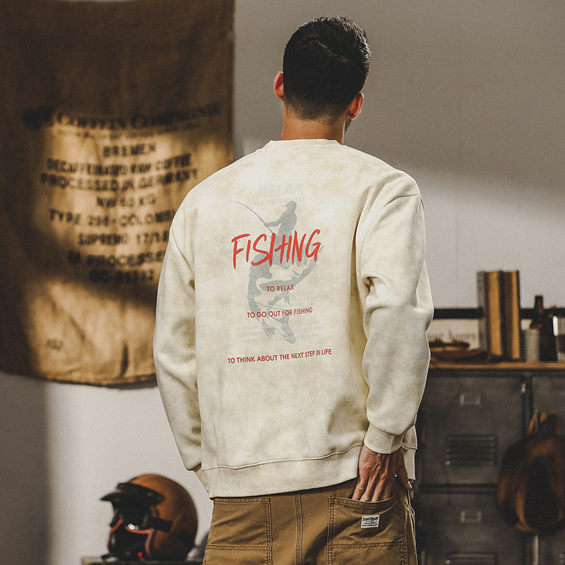 Jereno heavy fleece-lined sweater men's winter American retro coat men's autumn and winter loose fashion brand plus size clothes