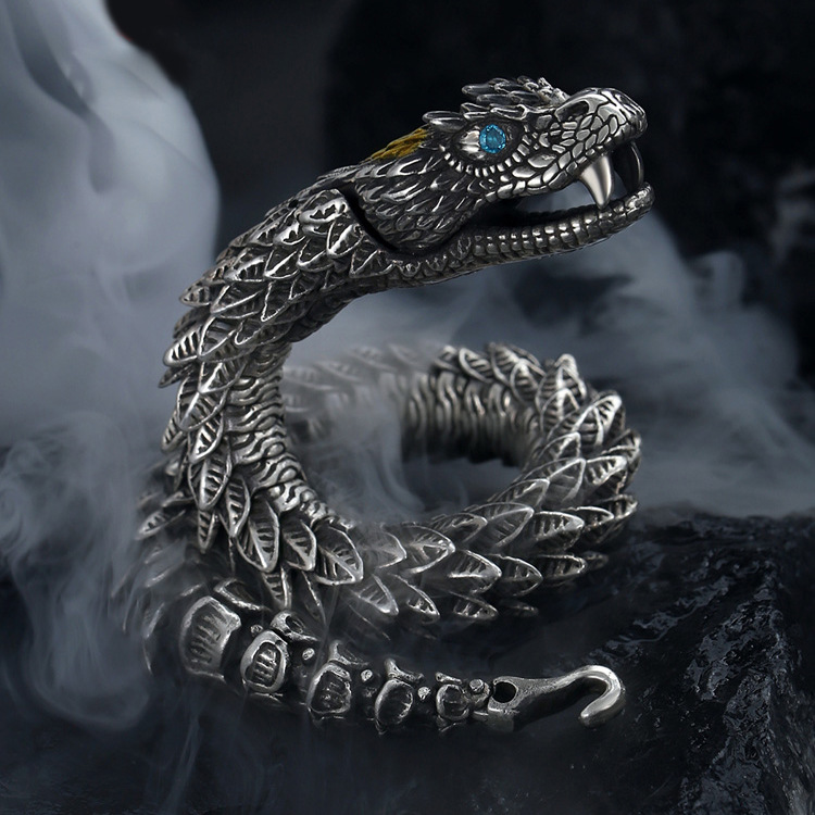 New Handmade Woven Bracelet Men's High Sense Niche Design Sense Personality Medusa Rattlesnake Hip-Hop Aggressive