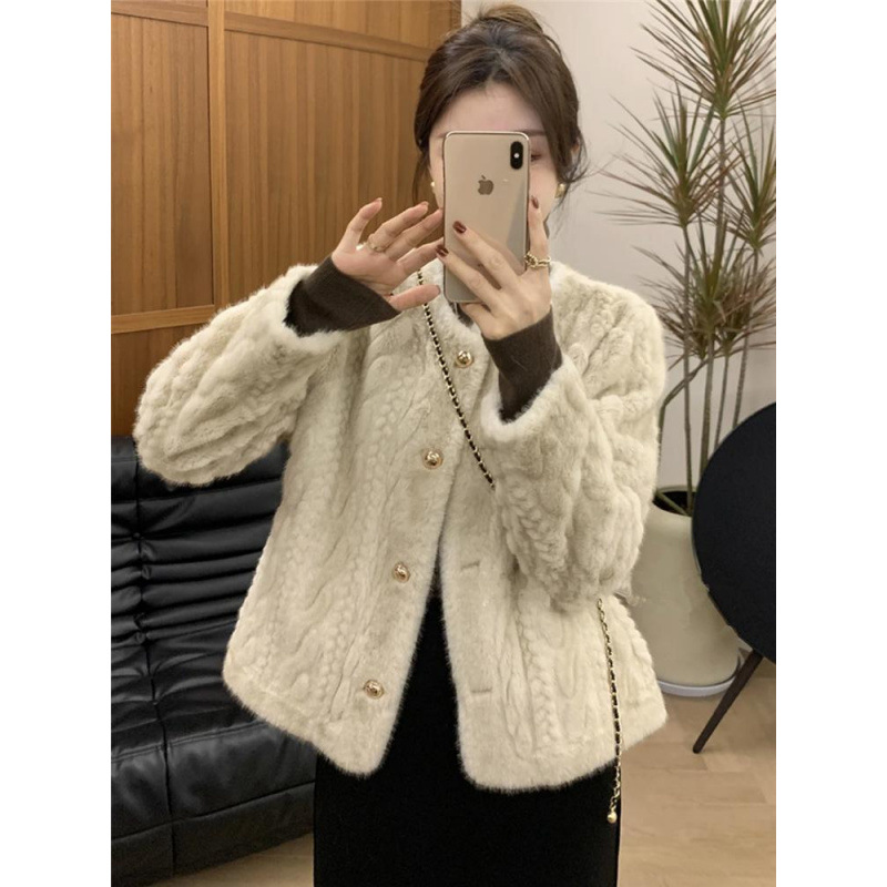 Sense French Niche Cotton Thickened Coral Fleece Coat Women's Winter New Loose Thickened Lamb Wool Top