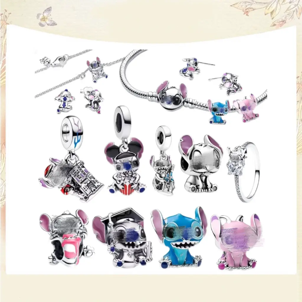 [New Style] S925 Sterling Silver Stitch Series Beaded Bracelet Earrings Ring Set Fashionable Gift for Girlfriend