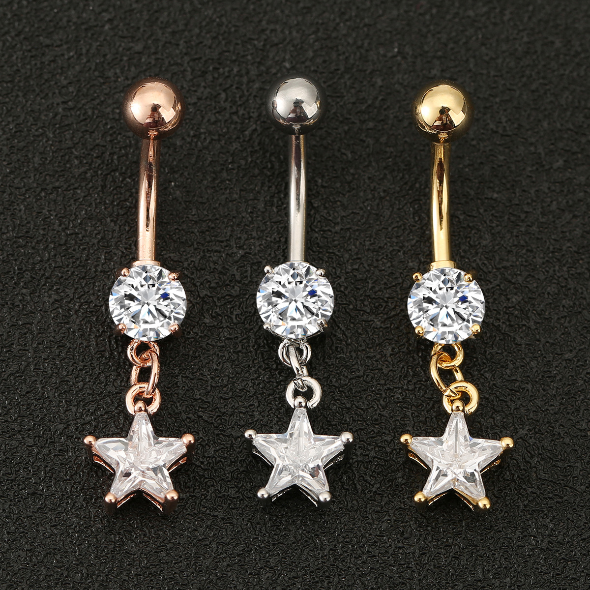 Europe and the United States hot selling body piercing jewelry belly button ring five-pointed star starfish zircon belly button nail fashion personality belly button buckle