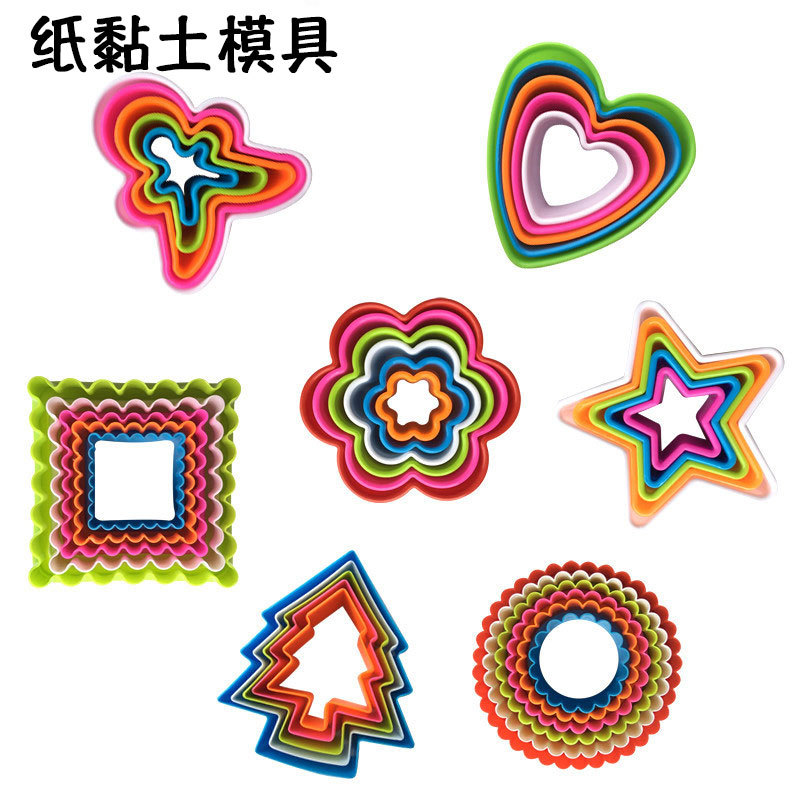 Baking 3D solid shape color plastic Biscuit press mold color 5/6 sets of fruit cutting mold paper clay mold