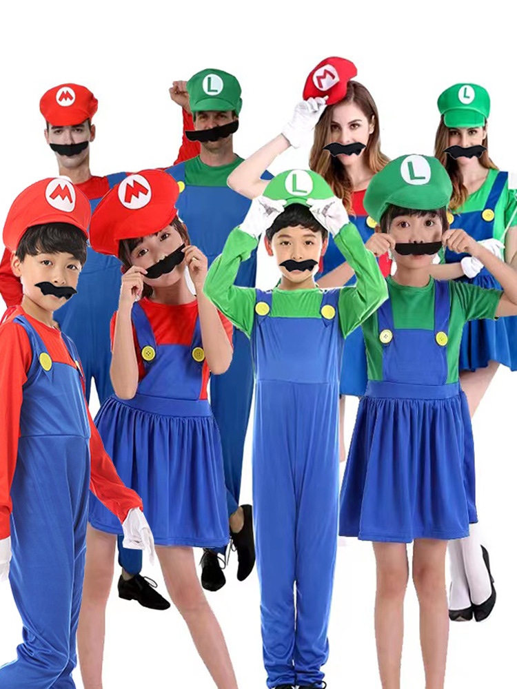 Halloween party cosplay parent-child children Mario costume Super Mary costume anime dress dress up