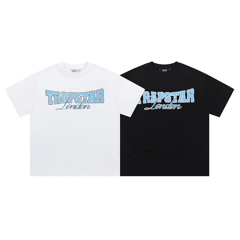 Blue Letter Print Short Sleeves