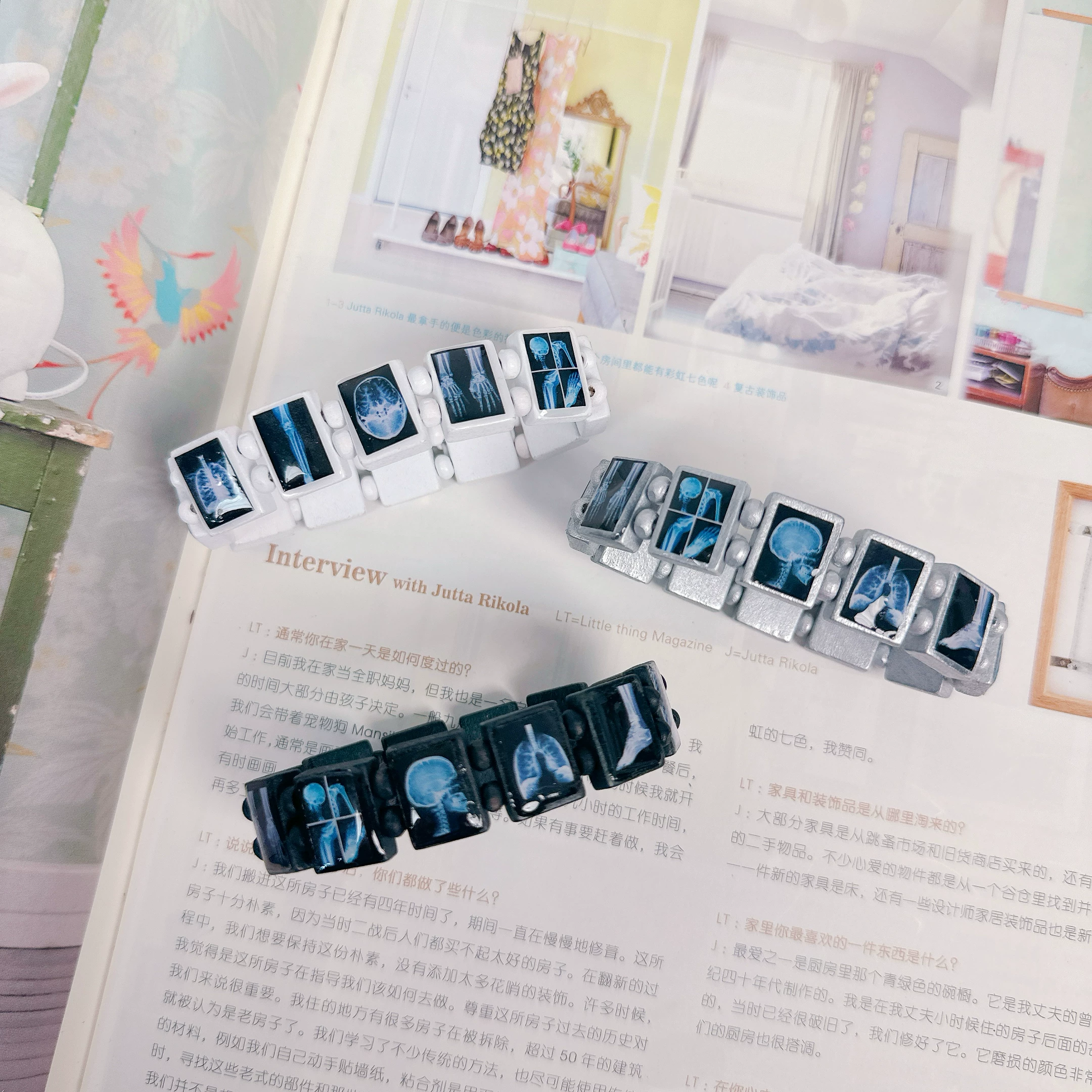 ins Same Style X-Ray Line Skull Subculture Millennial Style Punk Hip-Hop Bracelet Rock Rapper Bracelet photo QC de TAOBAO sur Qualit.ly