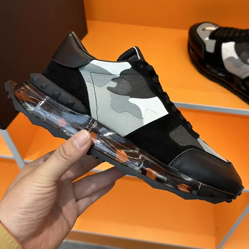 New Trendy Camouflage Jelly Air Cushion Heightening Dad Shoes Breathable Shock-Absorbing Sports Shoes Rivets Color Matching Casual Shoes for Men