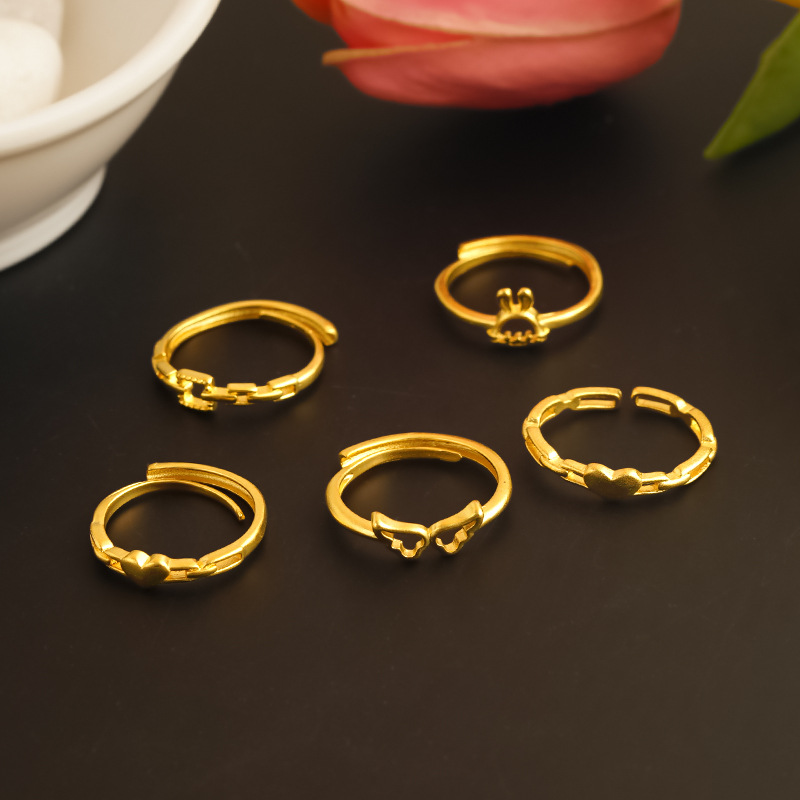Alluvial Gold Exquisite Ring for Women, High-End Niche Design, Accessible Luxury Rins, Long-Lasting Style, Imitation Gold Open Ring