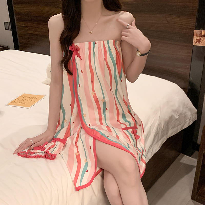 New Style Strapless Sexy Bath Towel Pajamas Women's Summer Comfortable Absorbent Unfolding Bathrobe Health Care Institute Foot Therapy Shop Clothes