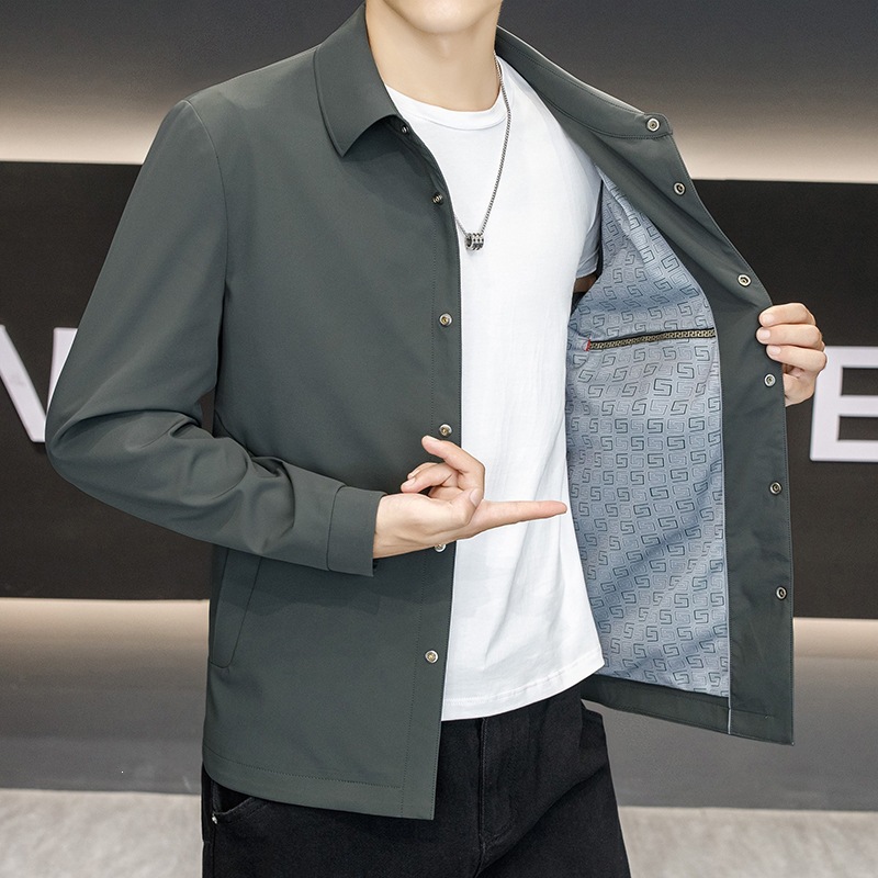 Spring and Autumn New Style Men's Jacket with Lapel, Fashionable Casual Workwear, Versatile Short Loose Trendy Coat for Young People