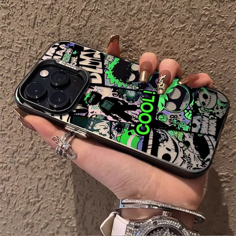 Cross-border fashion brand for Apple 16promax phone case 15pro double layer IMD color silver 14/13 large hole high-grade