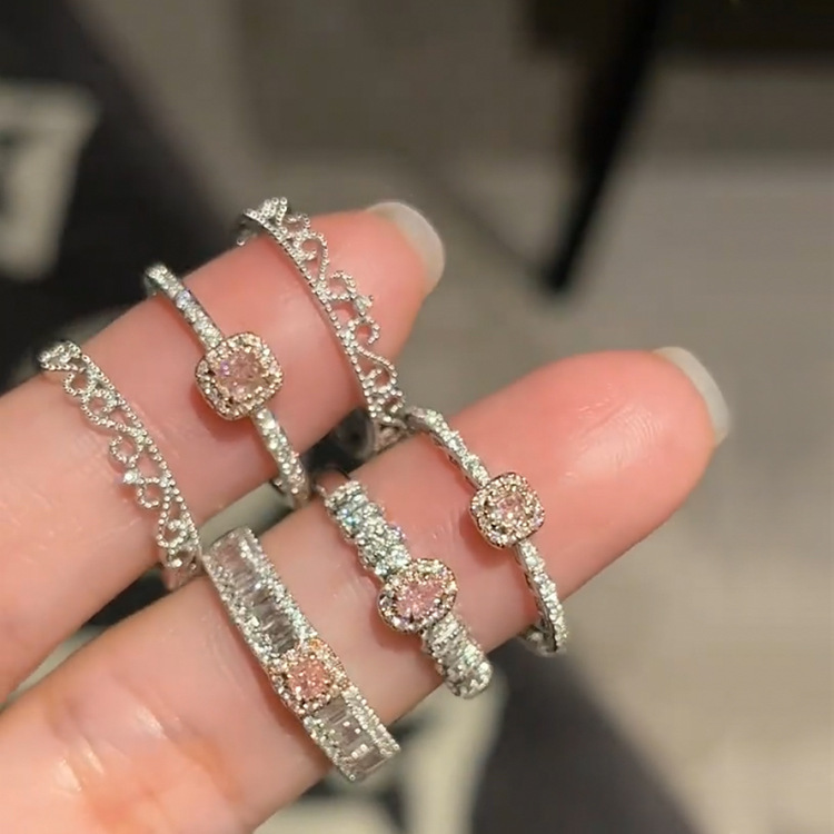 2026 New Zircon Round Open Ring, Simple and Fashionable Index Finger Ring, Elegant Light Luxury Hot-Selling Jewelry Wholesale for Women