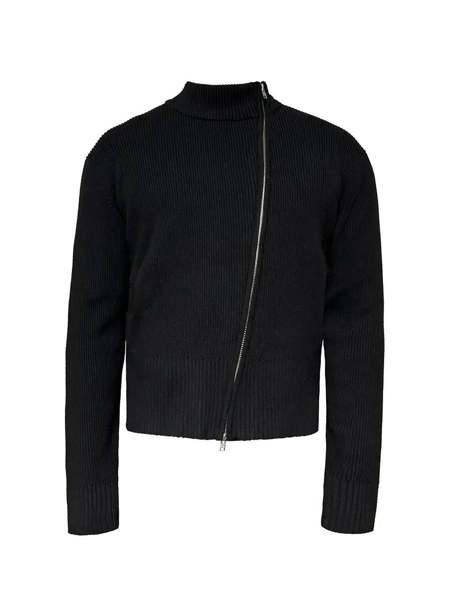 Jcaesar Zipper-Sweater Diagonal Zipper Sweater High Elastic Core-Spun Yarn Through-Type Double-Open Diagonal Zipper