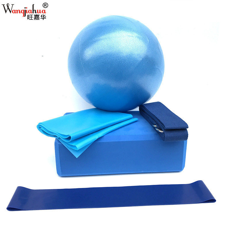 Yoga Ball Five-Piece Set Yoga Brick Stretch with Latex Pull Towel Resistance Circle Yoga Fitness Equipment Cross-Border Model