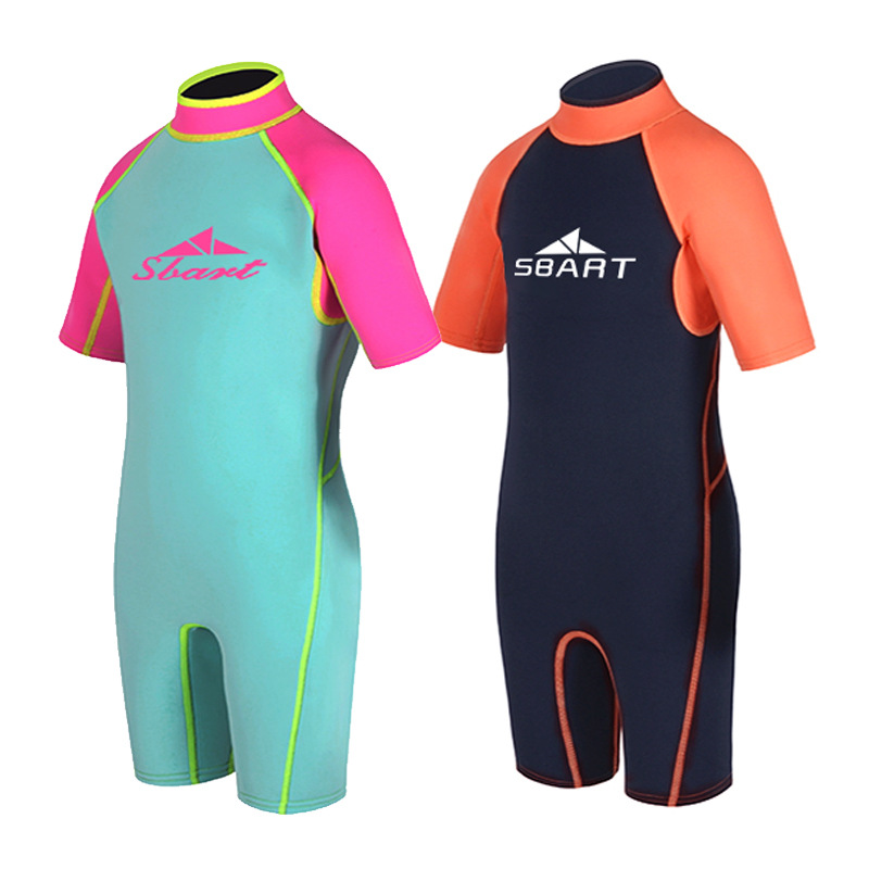 2mm Diving Suit Thickened Professional Cold-Proof Children's Thermal Swimsuit Snorkeling Suit for Girls and Boys One-Piece Children's Swimsuit
