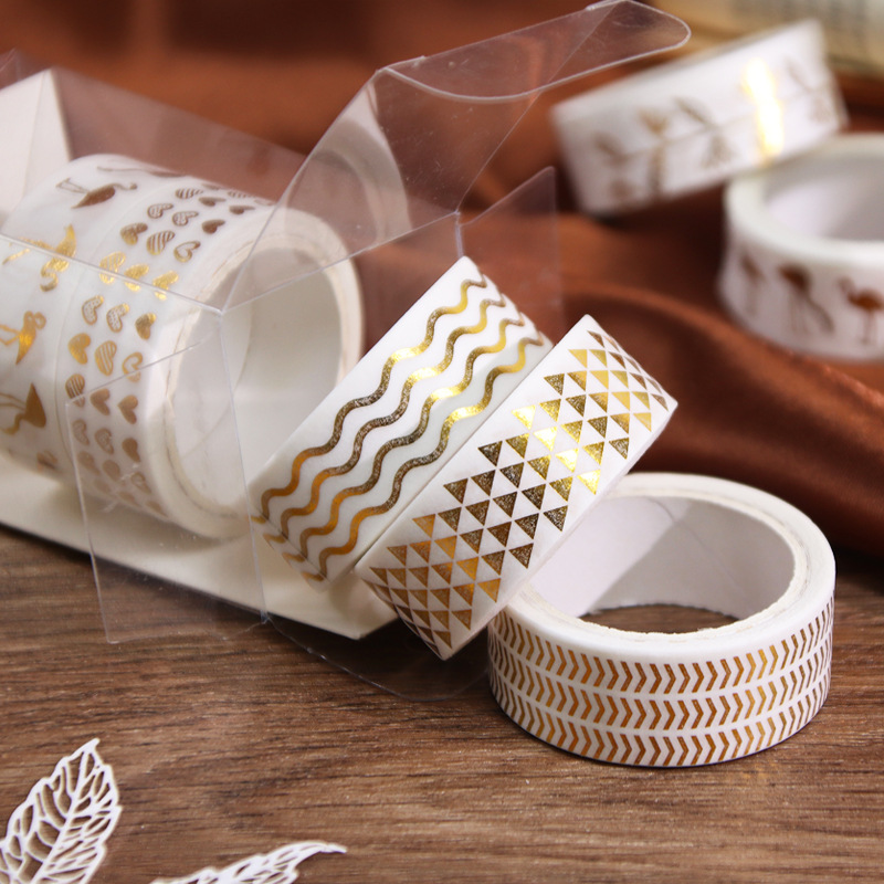 Creative bronzing hand tear and paper tape student diy diary hand account sticker wholesale bronzing tape material set
