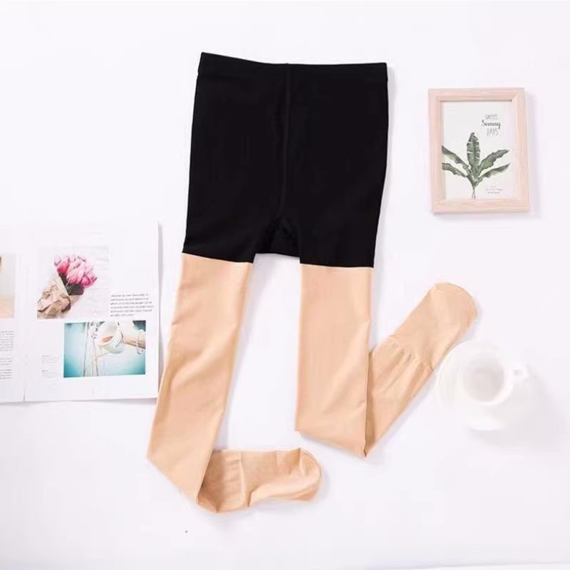 Spring and Autumn Thin Fleece Leggings for Women, Summer Ultra-Thin Anti-Wolf Stockings, Safety Pants, Seamless One-Piece Splicing Anti-Snatch Pantyhose