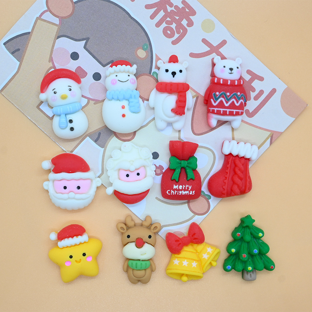 frosted christmas snowman santa claus christmas tree diy cream glue accessories resin accessories headdress handmade material