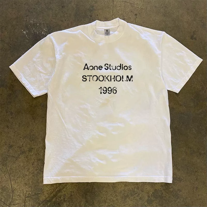 Xiao Chen Has Many Stories 3A260G Double Yarn Pure Cotton! American Retro Heavyweight Couple's Loose Short-Sleeved T-Shirt for Women and Men Foto QC de TAOBAO na Qualit.ly