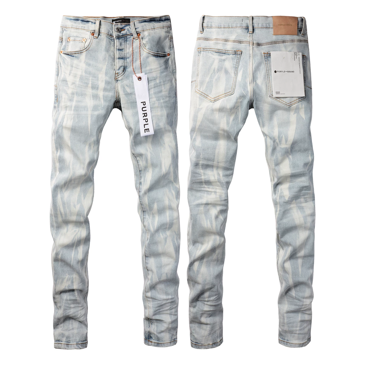 European and American trendy brand new men's slim fit jeans, American retro, scraped, elastic, slimming, beggar high street patch