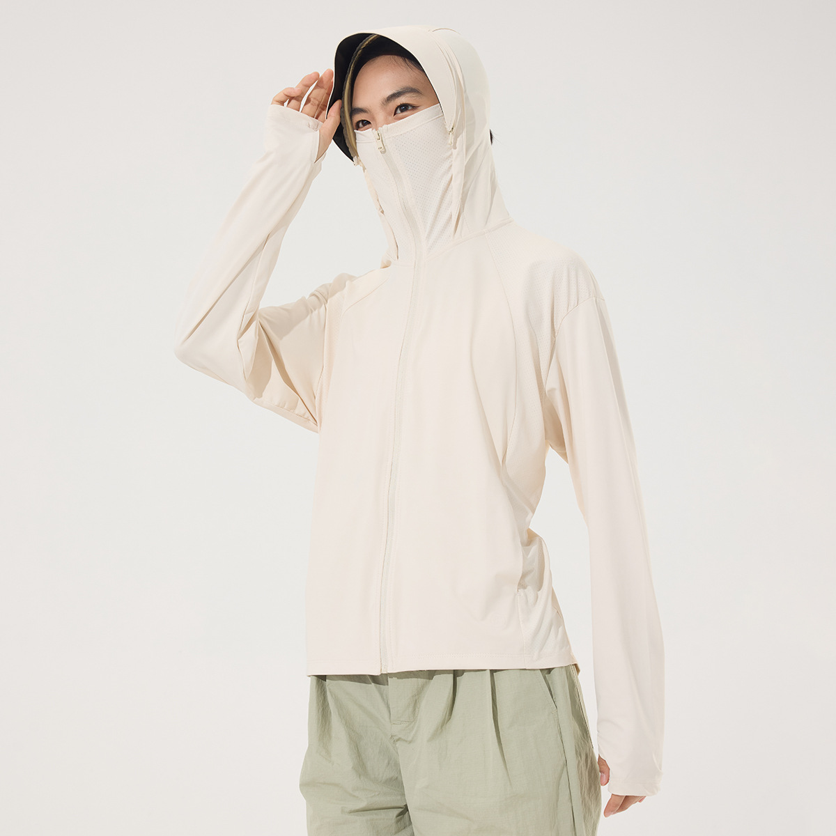 Summer Ice Silk Sun Protection Clothing Upf50+ Original Yarn Cool-Touch Couple's Sun Protection Clothing with Large Detachable Brim Thin Cycling Clothing