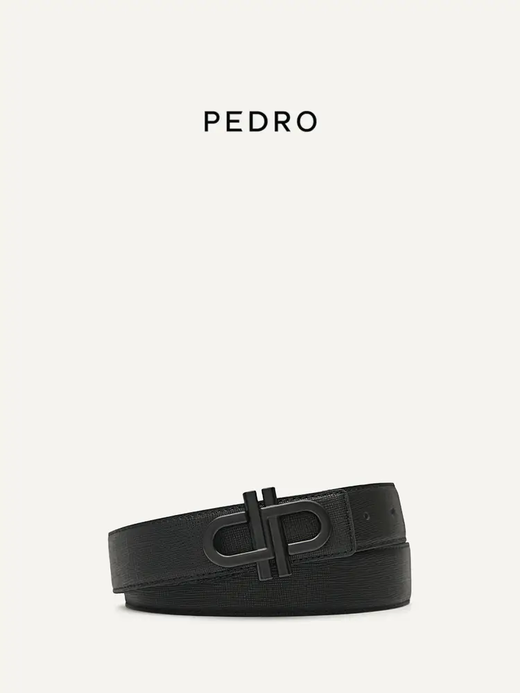 Pedro Calfskin Belt Icon Series Men letter Buckle pure color Double-Sided Belt Pm3- 15940217